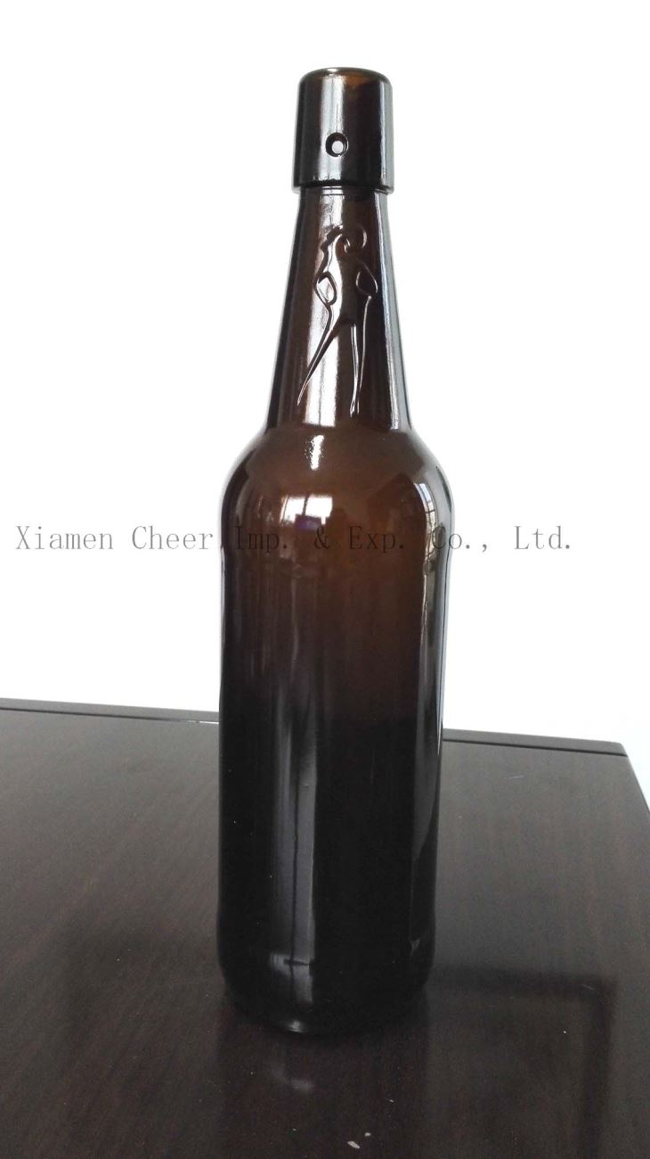 750ml Bottles(PJ750-DB5801) de cerveja de vidro de cor âmbar