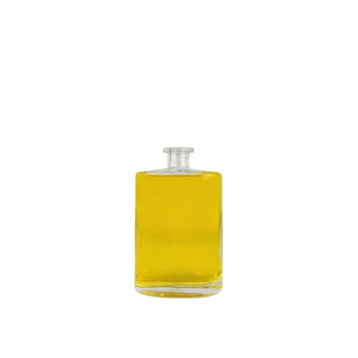 Garrafa de vidro de licor de rum de rum de sílex transparente vazia personalizada luxuosa com cortiça